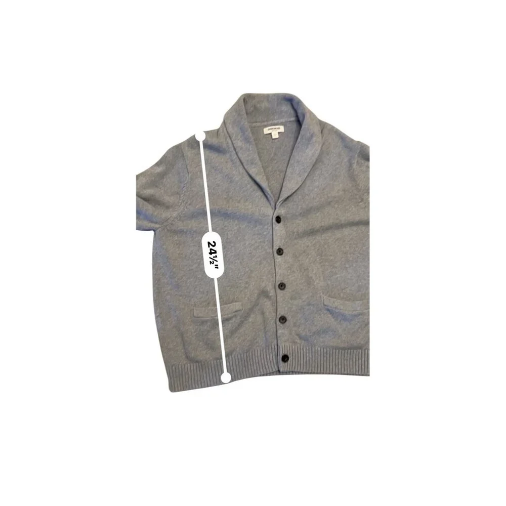 Goodthreads Men's XXXL 100% Cotton Shawl Collar Cardigan Sweater Gray Knit‎